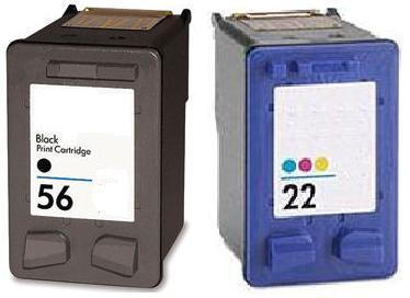 Remanufactured HP 56 (C6656AE) High Capacity Black and HP 22 (C9352AE) High Capacity Colour Ink Cartridge